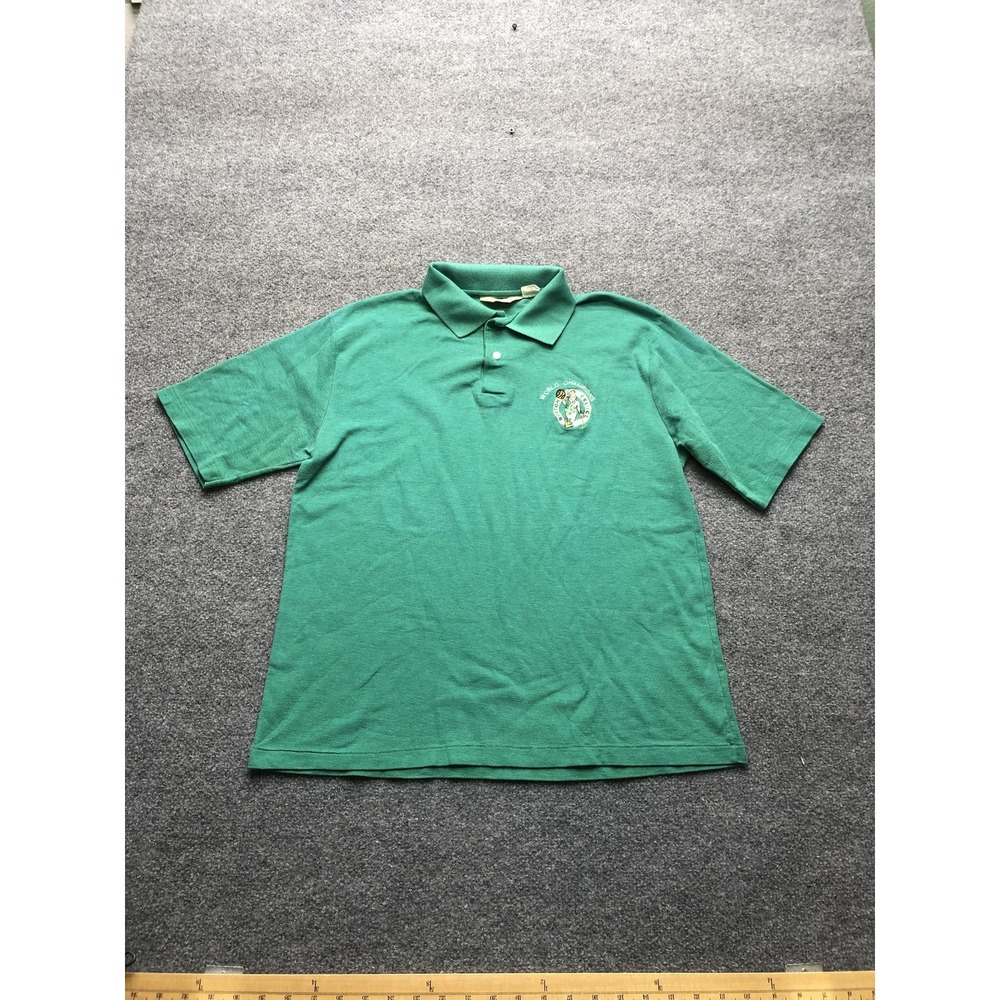 Vintage Boston Celtics Shirt Polo Mens Green NBA Basketball Logo 7 90s